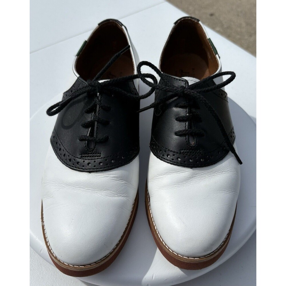 Bass Saddle Shoes Womens Sz 8.5 Black White Classic 1950s Style Laces Rockabilly